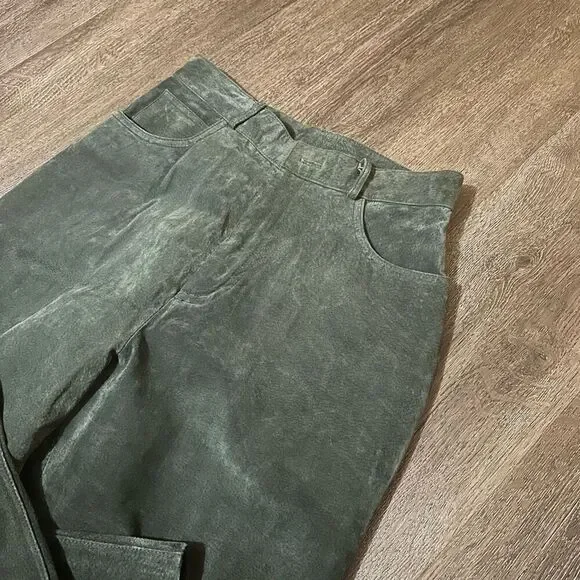 Vintage Cayenne Womens Green Suede Leather High Rise Pants Western Boho Size 10 - Picture 3 of 11